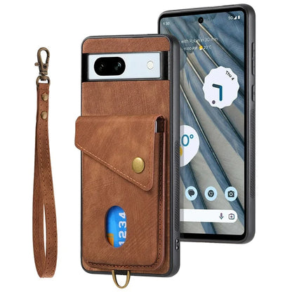 D1 For Google Pixel 7a Case Card Holder Drop-proof Retro PU+TPU Phone Case