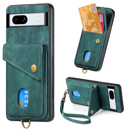 D1 For Google Pixel 7a Case Card Holder Drop-proof Retro PU+TPU Phone Case