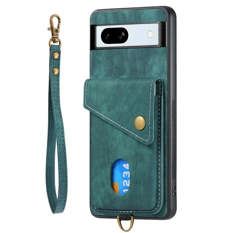 D1 For Google Pixel 7a Case Card Holder Drop-proof Retro PU+TPU Phone Case
