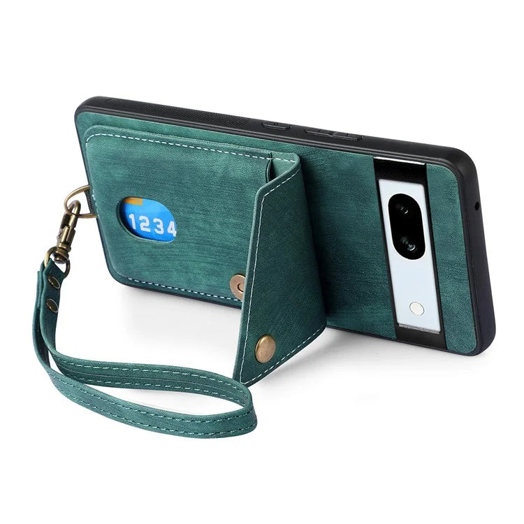 D1 For Google Pixel 7a Case Card Holder Drop-proof Retro PU+TPU Phone Case