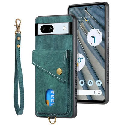 D1 For Google Pixel 7a Case Card Holder Drop-proof Retro PU+TPU Phone Case
