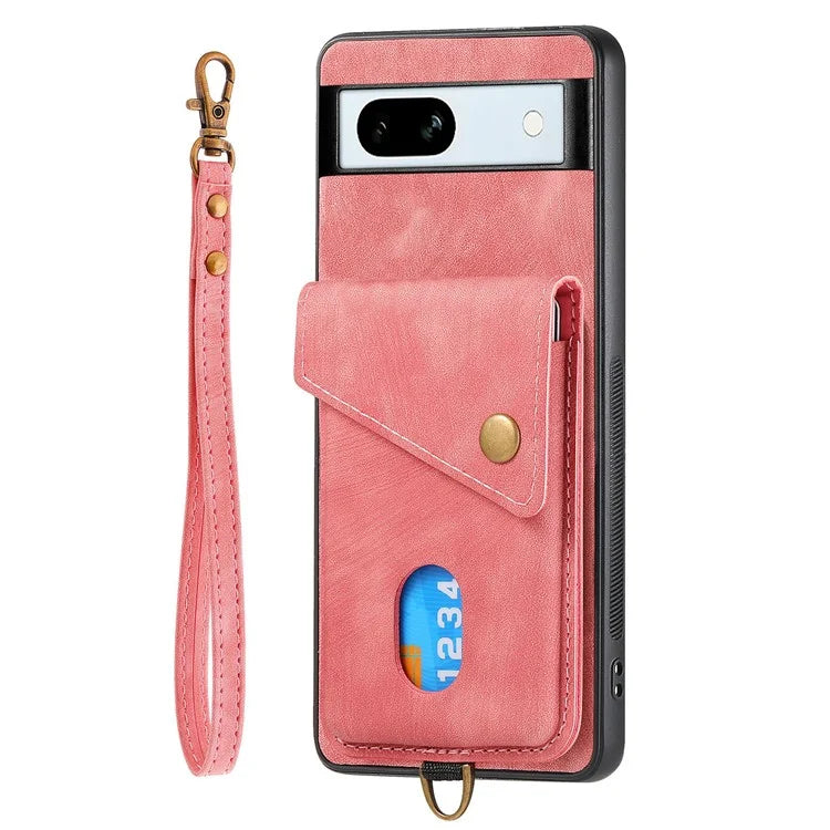 D1 For Google Pixel 7a Case Card Holder Drop-proof Retro PU+TPU Phone Case