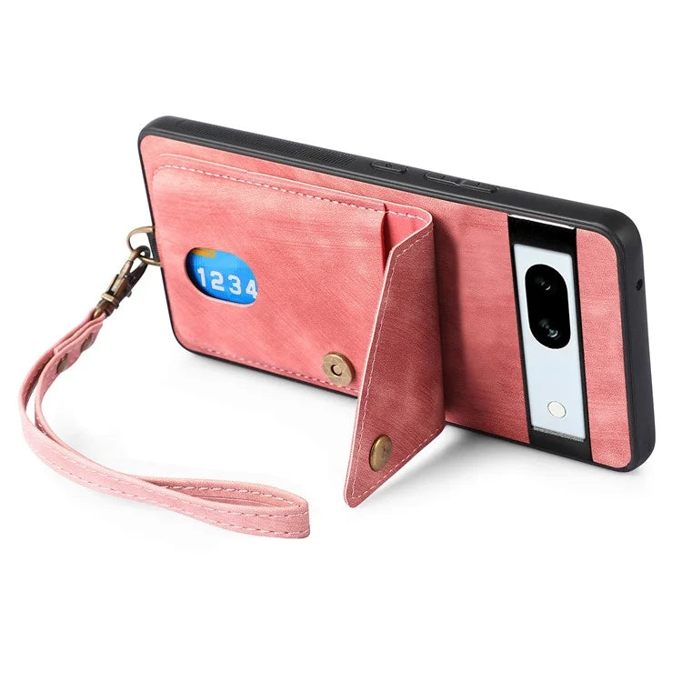 D1 For Google Pixel 7a Case Card Holder Drop-proof Retro PU+TPU Phone Case