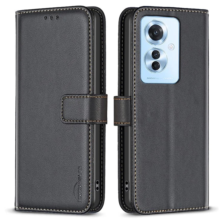 BINFEN COLOR BF17 For Oppo Reno11 F 5G Case Magnetic Closure Folio Stand Phone Cover