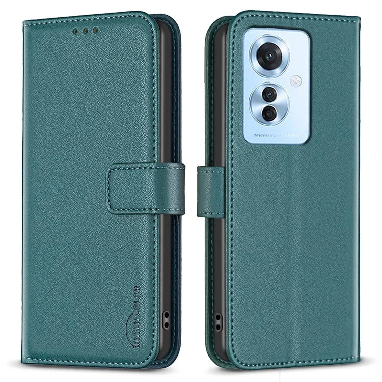 BINFEN COLOR BF17 For Oppo Reno11 F 5G Case Magnetic Closure Folio Stand Phone Cover