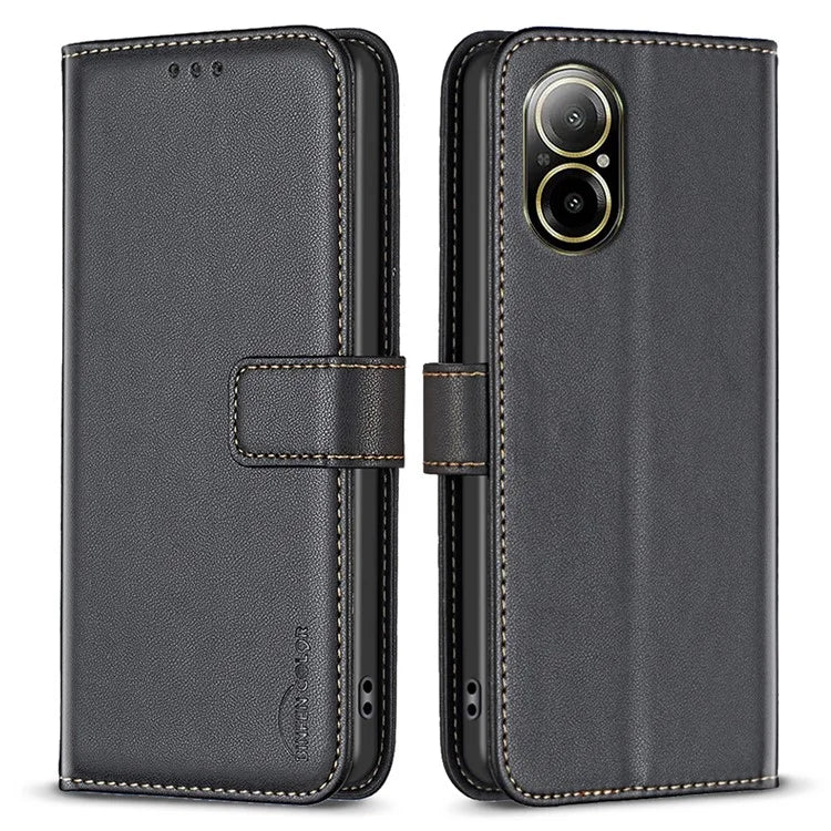 BINFEN COLOR BF17 For Realme C67 4G Case Wallet Leather Folio Phone Cover with Magnetic Closure