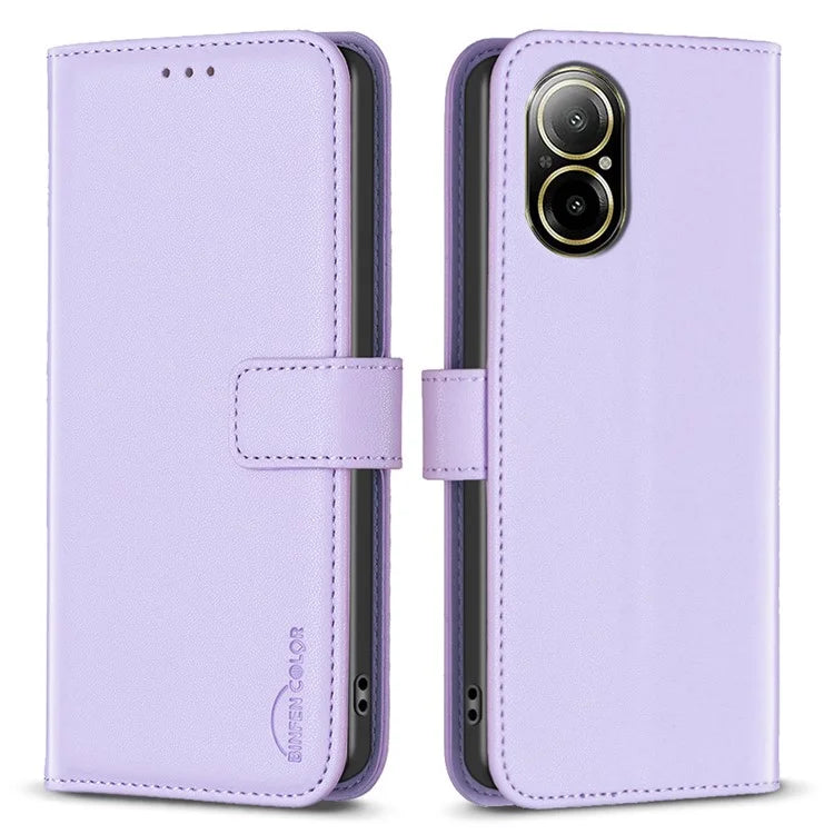 BINFEN COLOR BF17 For Realme C67 4G Case Wallet Leather Folio Phone Cover with Magnetic Closure
