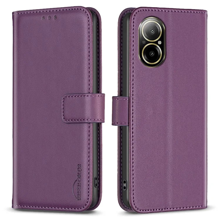 BINFEN COLOR BF17 For Realme C67 4G Case Wallet Leather Folio Phone Cover with Magnetic Closure