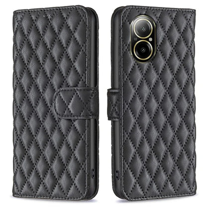 BINFEN COLOR BF Style-14 For Realme C67 4G  Case Rhombus Grid Leather Scratch-proof Phone Shell