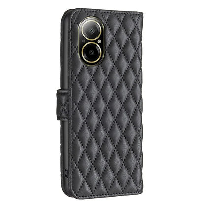 BINFEN COLOR BF Style-14 For Realme C67 4G  Case Rhombus Grid Leather Scratch-proof Phone Shell