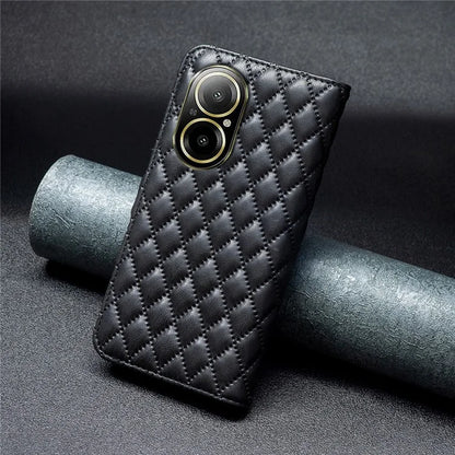 BINFEN COLOR BF Style-14 For Realme C67 4G  Case Rhombus Grid Leather Scratch-proof Phone Shell