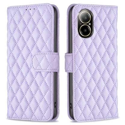 BINFEN COLOR BF Style-14 For Realme C67 4G  Case Rhombus Grid Leather Scratch-proof Phone Shell