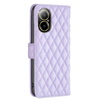 BINFEN COLOR BF Style-14 For Realme C67 4G  Case Rhombus Grid Leather Scratch-proof Phone Shell