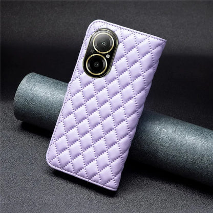 BINFEN COLOR BF Style-14 For Realme C67 4G  Case Rhombus Grid Leather Scratch-proof Phone Shell