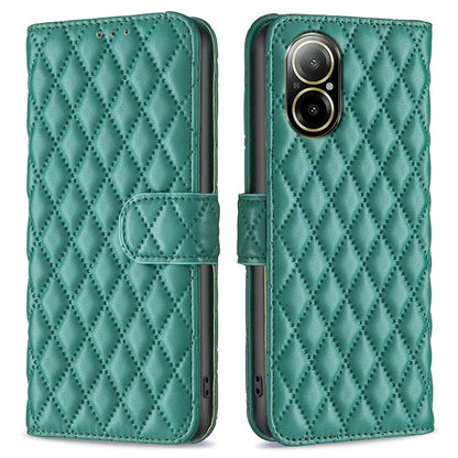 BINFEN COLOR BF Style-14 For Realme C67 4G  Case Rhombus Grid Leather Scratch-proof Phone Shell