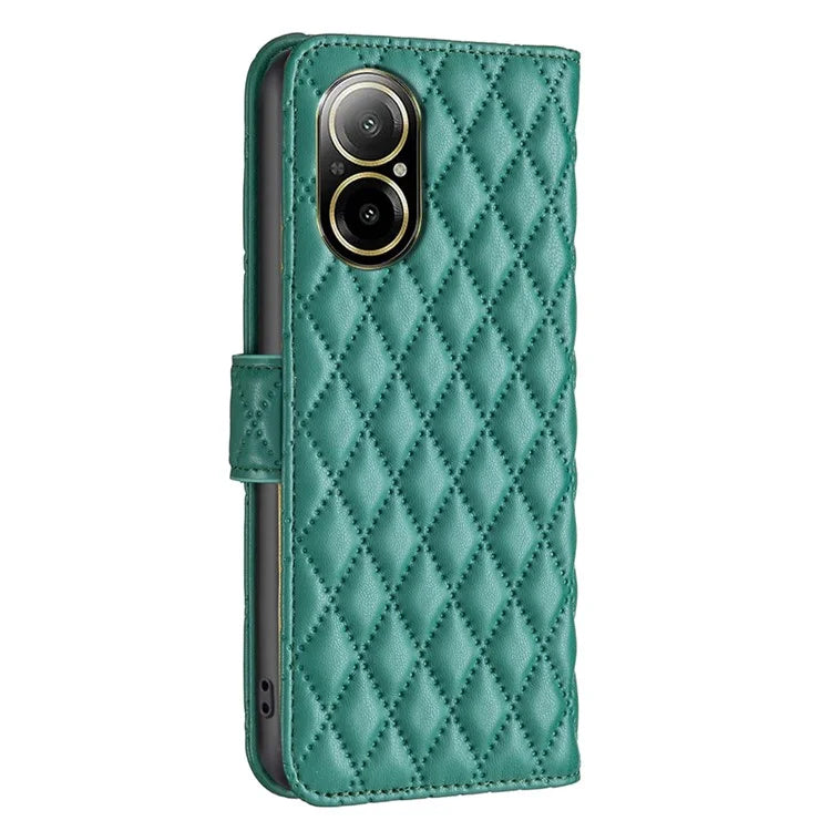 BINFEN COLOR BF Style-14 For Realme C67 4G  Case Rhombus Grid Leather Scratch-proof Phone Shell