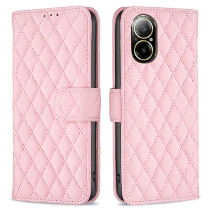 BINFEN COLOR BF Style-14 For Realme C67 4G  Case Rhombus Grid Leather Scratch-proof Phone Shell