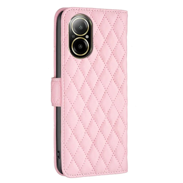 BINFEN COLOR BF Style-14 For Realme C67 4G  Case Rhombus Grid Leather Scratch-proof Phone Shell