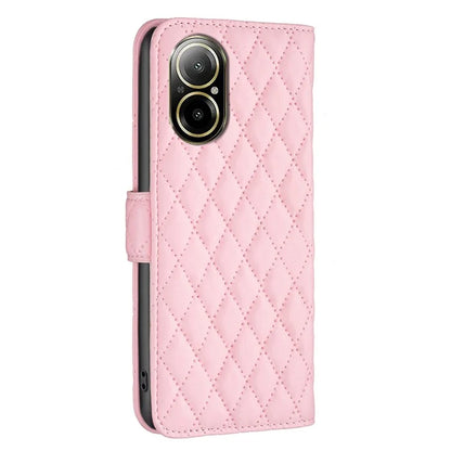 BINFEN COLOR BF Style-14 For Realme C67 4G  Case Rhombus Grid Leather Scratch-proof Phone Shell