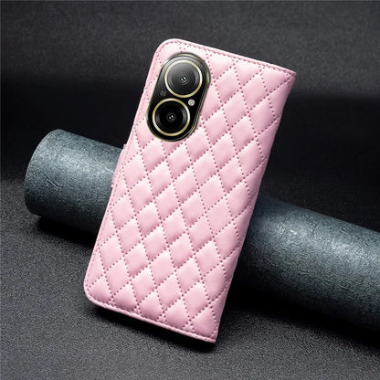 BINFEN COLOR BF Style-14 For Realme C67 4G  Case Rhombus Grid Leather Scratch-proof Phone Shell