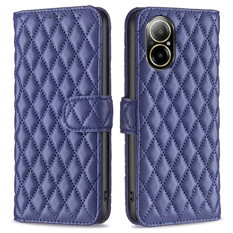 BINFEN COLOR BF Style-14 For Realme C67 4G  Case Rhombus Grid Leather Scratch-proof Phone Shell