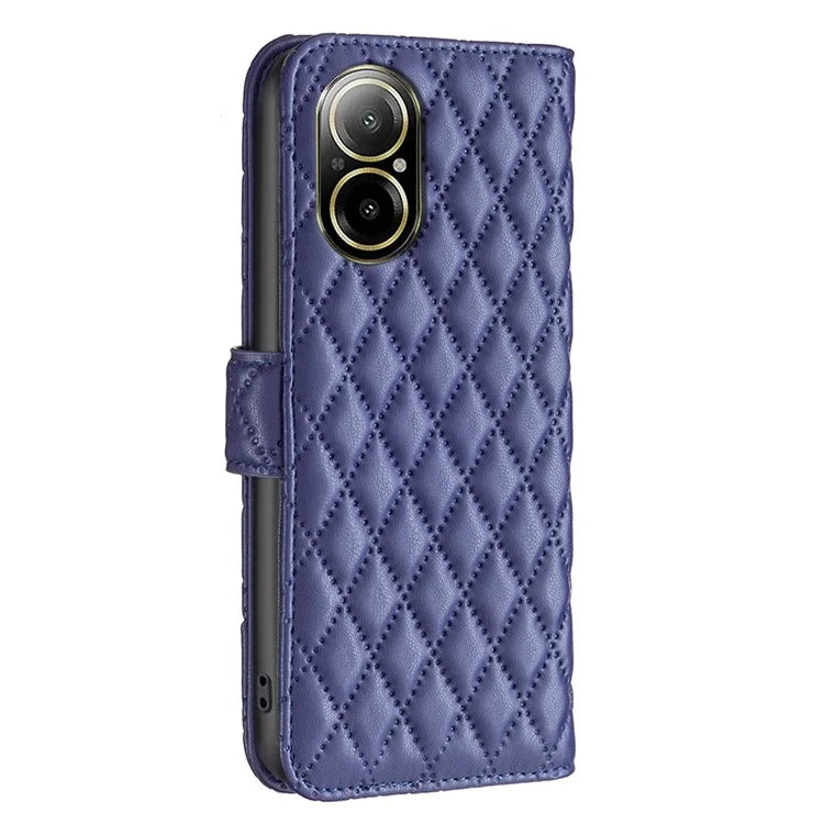 BINFEN COLOR BF Style-14 For Realme C67 4G  Case Rhombus Grid Leather Scratch-proof Phone Shell