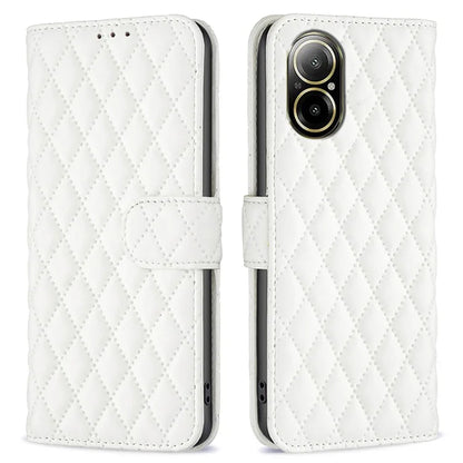 BINFEN COLOR BF Style-14 For Realme C67 4G  Case Rhombus Grid Leather Scratch-proof Phone Shell