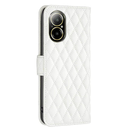 BINFEN COLOR BF Style-14 For Realme C67 4G  Case Rhombus Grid Leather Scratch-proof Phone Shell