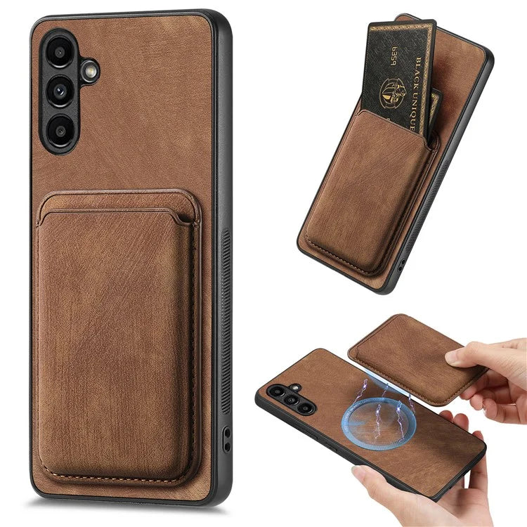 D12 For Samsung Galaxy A24 4G (162.1 x 77.6 x 8.3mm) Case with Card Holder Leather + TPU Vintage Phone Cover