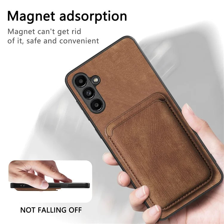 D12 For Samsung Galaxy A24 4G (162.1 x 77.6 x 8.3mm) Case with Card Holder Leather + TPU Vintage Phone Cover