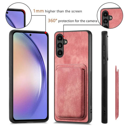 D12 For Samsung Galaxy A24 4G (162.1 x 77.6 x 8.3mm) Case with Card Holder Leather + TPU Vintage Phone Cover