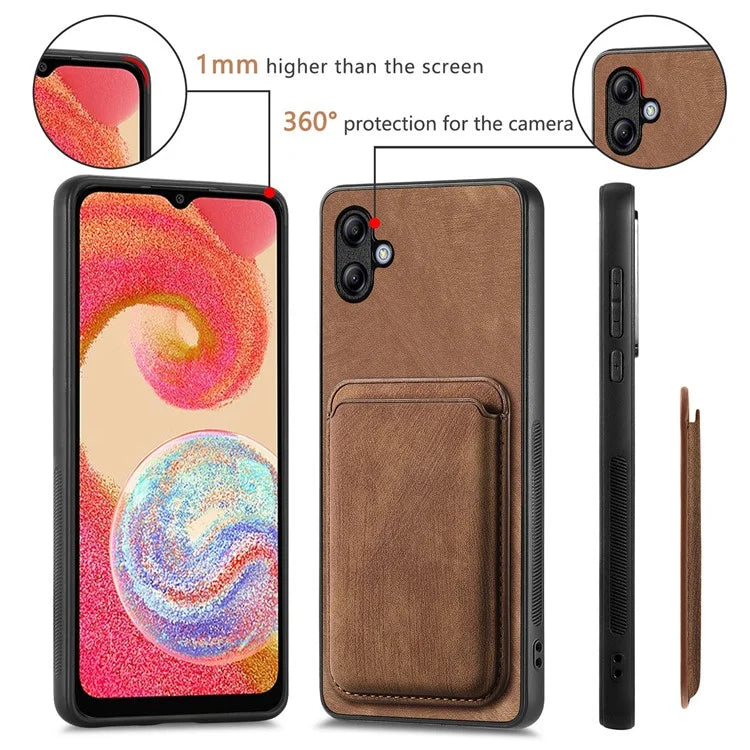 D12 For Samsung Galaxy A05 4G Case Leather + TPU Vintage Phone Cover with Card Holder