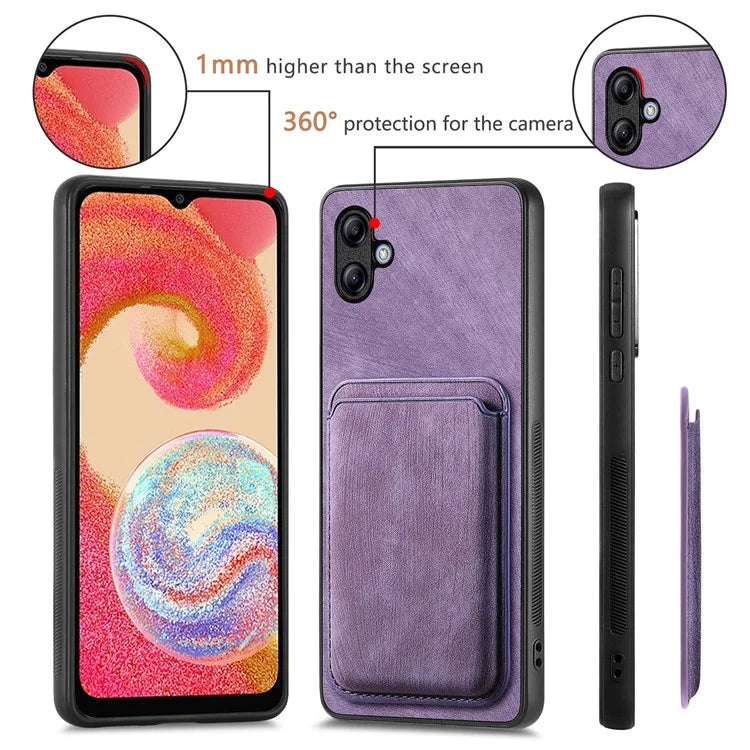 D12 For Samsung Galaxy A05 4G Case Leather + TPU Vintage Phone Cover with Card Holder