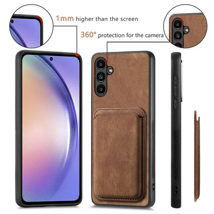 D12 For Samsung Galaxy M14 4G Case Leather+TPU Magnetic Detachable Card Slots Phone Cover