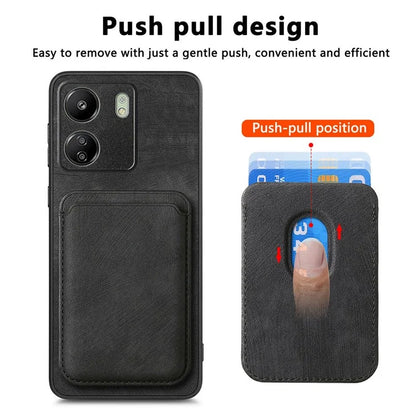 D12 For Xiaomi Redmi 13C 4G / Poco C65 4G Magnetic Case Leather+TPU Card Slots Removable Phone Cover