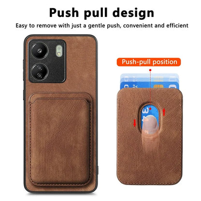 D12 For Xiaomi Redmi 13C 4G / Poco C65 4G Magnetic Case Leather+TPU Card Slots Removable Phone Cover
