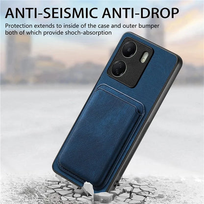 D12 For Xiaomi Redmi 13C 4G / Poco C65 4G Magnetic Case Leather+TPU Card Slots Removable Phone Cover