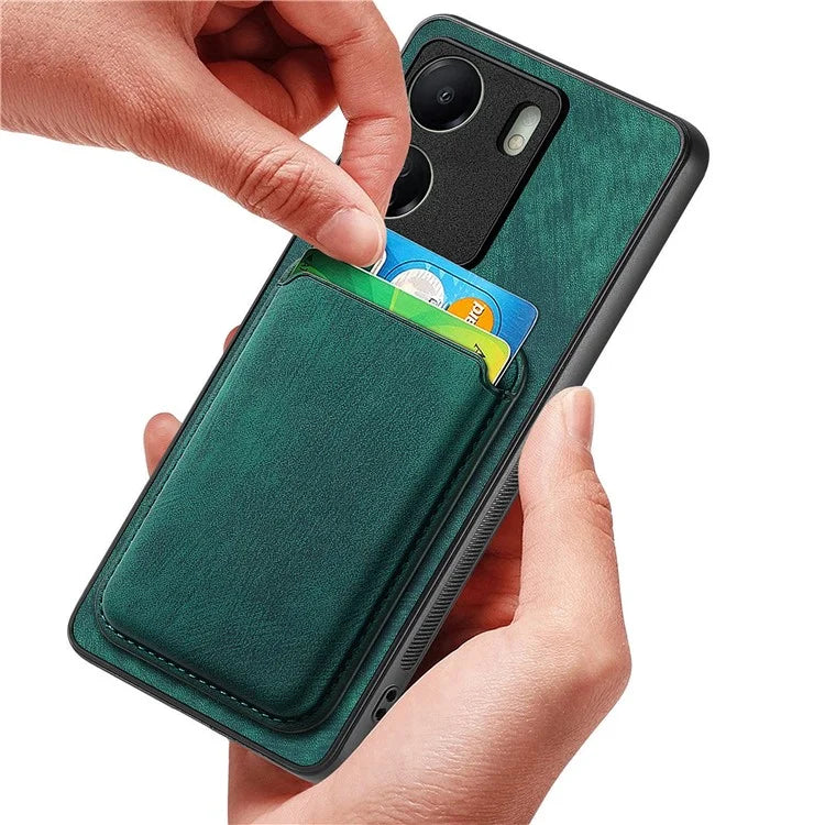 D12 For Xiaomi Redmi 13C 4G / Poco C65 4G Magnetic Case Leather+TPU Card Slots Removable Phone Cover