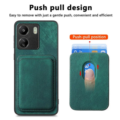D12 For Xiaomi Redmi 13C 4G / Poco C65 4G Magnetic Case Leather+TPU Card Slots Removable Phone Cover