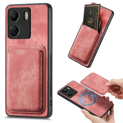D12 For Xiaomi Redmi 13C 4G / Poco C65 4G Magnetic Case Leather+TPU Card Slots Removable Phone Cover