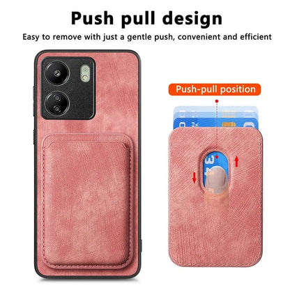 D12 For Xiaomi Redmi 13C 4G / Poco C65 4G Magnetic Case Leather+TPU Card Slots Removable Phone Cover