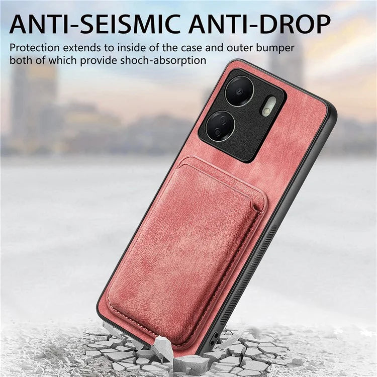 D12 For Xiaomi Redmi 13C 4G / Poco C65 4G Magnetic Case Leather+TPU Card Slots Removable Phone Cover