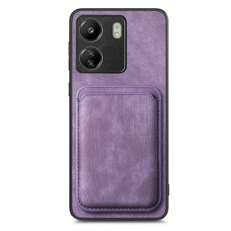 D12 For Xiaomi Redmi 13C 4G / Poco C65 4G Magnetic Case Leather+TPU Card Slots Removable Phone Cover