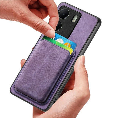 D12 For Xiaomi Redmi 13C 4G / Poco C65 4G Magnetic Case Leather+TPU Card Slots Removable Phone Cover