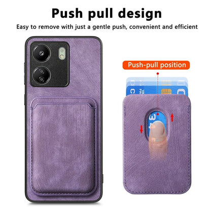 D12 For Xiaomi Redmi 13C 4G / Poco C65 4G Magnetic Case Leather+TPU Card Slots Removable Phone Cover