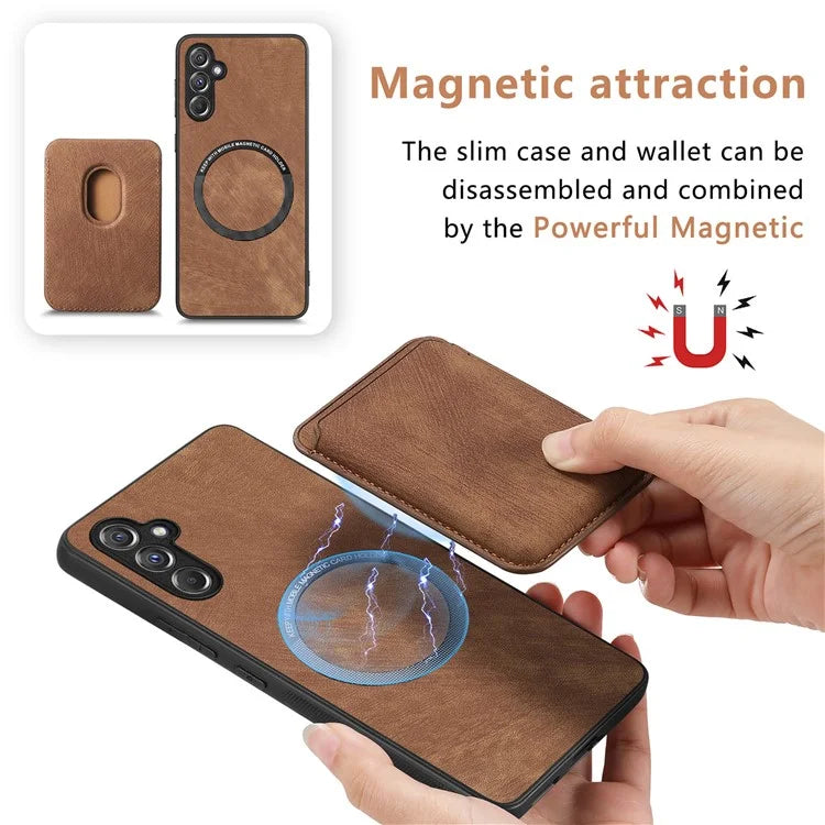 D12 For Samsung Galaxy A14 4G / 5G Case Leather+TPU Magnetic Detachable Phone Cover
