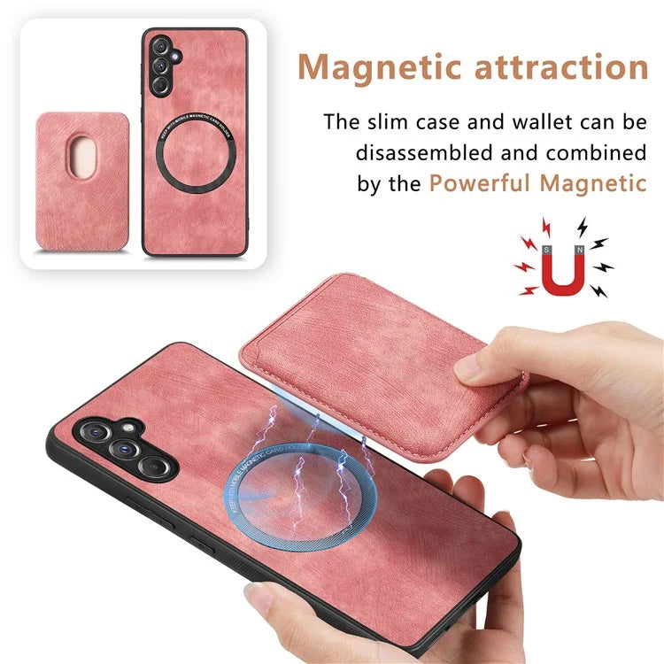 D12 For Samsung Galaxy A14 4G / 5G Case Leather+TPU Magnetic Detachable Phone Cover