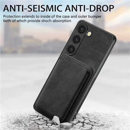 D12 For Samsung Galaxy S23 Case Magnetic Detachable Card Slots PU Leather Phone Cover