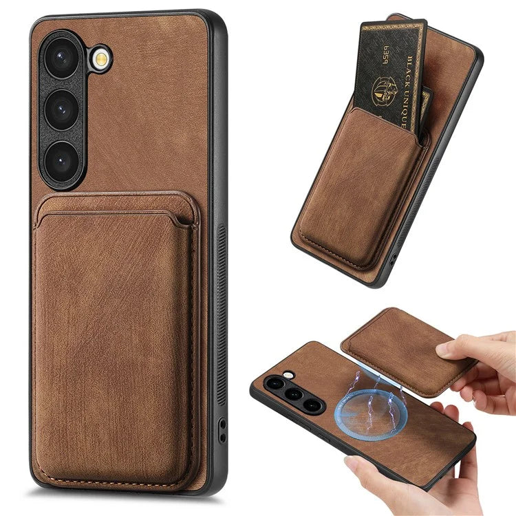 D12 For Samsung Galaxy S23 Case Magnetic Detachable Card Slots PU Leather Phone Cover