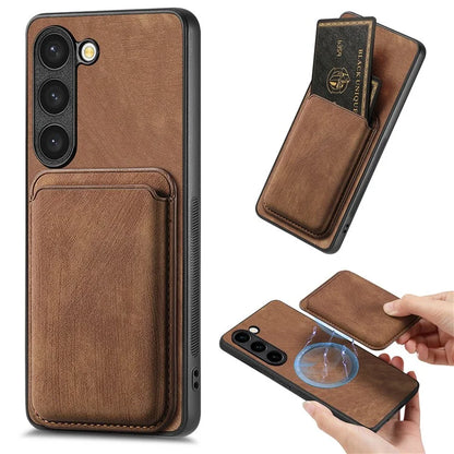 D12 For Samsung Galaxy S23 Case Magnetic Detachable Card Slots PU Leather Phone Cover